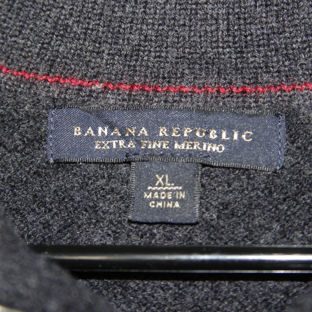 Banana‎ Republic Extra Fine Merino Wool Quarter Zip Mock Neck Sweater Mens XL